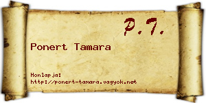 Ponert Tamara névjegykártya